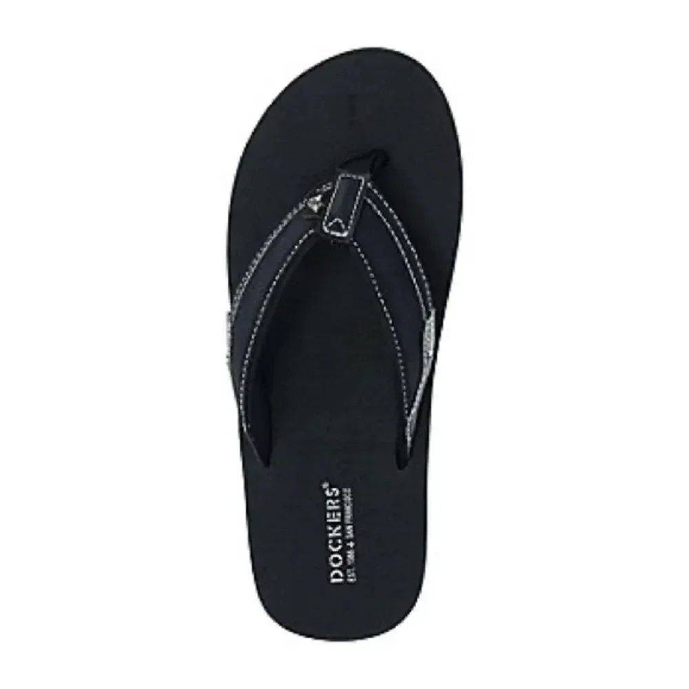 Dockers Mens Flip-Flops Black and White Small Size 7/8 New